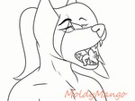 ambiguous_gender anthro breath duo feral micro neck_bulge open_mouth oral_vore size_difference swallowing teeth vore mangomutt canid canine canis hybrid mammal mouse murid murine rodent wolfdog animated digital_media_(artwork)