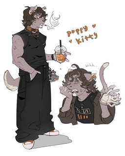 antenna_hair anthro beverage bodily_fluids bottomwear brown_hair cigarette clenched_teeth clothing coat collar ear_piercing ear_ring floppy_ears footwear fur grey_body grey_fur grey_skin hair hand_in_pocket hand_on_face highlights_(coloring) holding_beverage holding_object jewelry kerchief keychain long_tail looking_at_viewer male muscular necklace one_eye_closed oversized_bottomwear oversized_clothing oversized_pants pants piercing pockets ring_piercing shirt shoes short_hair simple_background sleeveless_shirt smoke smoking smoking_cigarette snout standing sweat sweatdrop tail teeth text text_on_clothing topwear white_highlights yellow_eyes ddcrushh nine_inch_nails dylan_(ddcrushh) canid canine felid feline mammal absurd_res digital_drawing_(artwork) digital_media_(artwork) hi_res trans_(lore) trans_man_(lore)