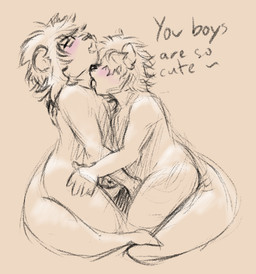 anthro blush duo groping_crotch intimate kneeling licking looking_pleasured male male/male neck_kiss neck_lick offscreen_character tongue rudoesart damien_(rudoesart) mammal mustelid otter sketch brother_(lore) brothers_(lore) incest_(lore) sibling_(lore)
