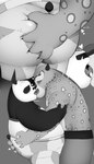 anthro bear bodily_fluids butt butt_grab dreamworks duo felid french_kissing giant_panda hand_on_butt hi_res hypnokoo kissing kung_fu_panda male male/male mammal master_po_ping muscular muscular_male overweight overweight_male pantherine saliva snow_leopard tai_lung_(kung_fu_panda)