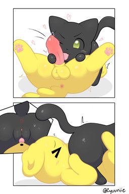 2_panel_comic 69_position >_< animal_genitalia animal_penis anus assertive_female assertive_feral balls black_body black_fur canine_genitalia canine_penis cunnilingus duo eyes_closed feet female female_feral female_on_feral female_on_top feral feral_on_feral fur genitals green_eyes hand_on_penis heart_symbol hearts_around_head hindpaw innie_vulva interspecies licking male male/female male_feral male_on_bottom male_on_feral monotone_body monotone_fur on_bottom on_top one_eye_closed oral paws penile penis penis_lick quadruped rear_view sex sex_shot side_view simple_background tongue vaginal vulva whiskers white_background yellow_body yellow_fur zyuuniie canid canine canis domestic_cat domestic_dog felid feline felis mammal 2026 2:3 absurd_res cel_shading digital_drawing_(artwork) digital_media_(artwork) hi_res shaded