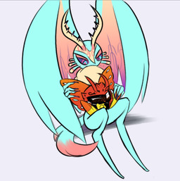 ambiguous_gender antennae_(anatomy) anthro antlers armor biped black_body blush blush_lines carrying_another chest_tuft clothing colored_nails countershade_torso countershading digitigrade dipstick_tail duo empty_eyes eyelashes fingernails fluffy fluffy_tail footwear fur gloves hand_on_wing handwear head_wings holding_another horn huge_wings insect_wings lepidopteran_wings looking_at_another markings mouthless multicolored_body multicolored_eyes multicolored_fur nails neck_tuft on_lap one_eye_closed open_mouth orange_body orange_fur orange_wings pink_eyes pupils purple_fingernails purple_nails purple_sclera simple_background sitting size_difference tail tail_markings tan_body tan_fur teal_body teal_eyes teal_fur tuft unusual_wing_placement white_background white_eyes wings ne_(pixiv) kirby_(series) kirby_and_the_forgotten_land nintendo fecto_elfilis morpho_knight alien arthropod butterfly chinchilla chinchillid insect lepidopteran mammal rodent starling_(kirby) waddling_head 2023 digital_drawing_(artwork) digital_media_(artwork)