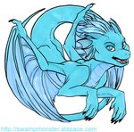 ambiguous_gender blue_body blue_eyes feral looking_at_viewer membrane_(anatomy) membranous_wings simple_background solo tail white_background wings zeriara mythology hida dragon mythological_creature mythological_scalie scalie