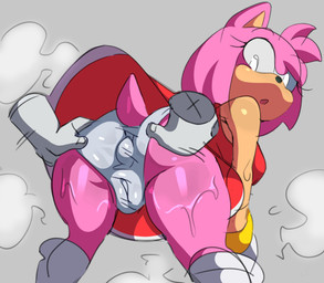 anthro anus_outline bent_over big_butt black_nose bodily_fluids bracelet butt butt_grab camel_toe clothed clothing disembodied_hand dress eyelashes female fur grey_background grey_clothing grey_panties grey_underwear hair hand_on_butt head_tuft jewelry looking_back low-angle_view open_mouth panties pink_body pink_fur pink_hair rear_view red_clothing red_dress short_hair simple_background solo sweat sweaty_butt sweaty_legs sweaty_thighs thick_thighs tuft underwear upskirt wide_hips spazkid third-party_edit goldsden_(colorist) sega sonic_the_hedgehog_(series) amy_rose eulipotyphlan hedgehog mammal hi_res