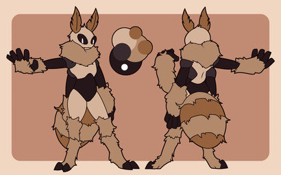 2_claws 4_arms 5_fingers ambiguous_gender antennae_(anatomy) anthro arthropod_abdomen biped black_sclera claws digitigrade feet fingers front_view fur gloves_(marking) leg_markings looking_at_viewer markings multi_arm multi_limb multicolored_body multicolored_fur multiple_poses pose rear_view ruff simple_background socks_(marking) solo standing striped_body striped_fur striped_markings stripes tan_background toes white_eyes ikakins floof_(binaryfloof) arthropod insect lepidopteran moth 16:10 absurd_res hi_res model_sheet widescreen