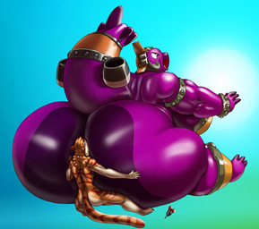 aircraft airship anthro anthro_on_anthro big_breasts big_butt biped bloon breasts butt curvy_figure duo facesitting female fur huge_breasts huge_butt hyper hyper_butt larger_female looking_back machine male male/female non-mammal_breasts nude obese obese_anthro obese_female open_mouth open_smile overweight overweight_anthro overweight_female purple_body purple_scales rear_view scales side_boob sitting_on_another size_difference smaller_male smile striped_body striped_fur stripes thick_thighs vehicle white_eyes wide_hips vdisco bloons_tower_defense ninja_kiwi axton_(ns22) big_airship_of_doom foba_the_large_(vdisco) aeromorph felid living_aircraft living_airship living_machine living_vehicle mammal pantherine tiger absurd_res hi_res