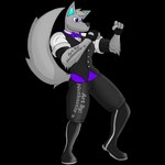 1:1 alpha_channel anthro bow_tie canid canine canis clothing conditional_dnp cosplay dress_pants dress_shirt fingerless_gloves gloves handwear king_of_fighters male mammal notkastar pose ready_to_fight shirt solo topwear vest wolf zatch_(notkastar)