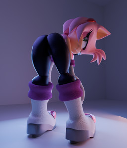 anthro bedroom_eyes bent_over bodysuit boots butt clothing cosplay female footwear fur gloves hair handwear looking_at_viewer narrowed_eyes pink_hair seductive shoes short_hair simple_background skinsuit smug_face solo spread_legs spreading tight_clothing emptiness42 sega sonic_the_hedgehog_(series) amy_rose rouge_the_bat eulipotyphlan hedgehog mammal 3d_(artwork) blender_(artwork) blender_cycles_(artwork) digital_media_(artwork)