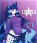 anthro clothed clothing female fur hair long_hair panties simple_background smile solo underwear witchness felid mammal 2014 absurd_res hi_res watermark