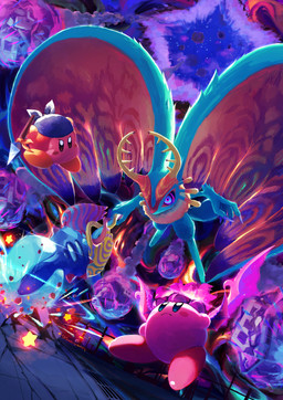 ambiguous_gender antares_(kirby_and_the_forgotten_land) anthro antlers biped blush blush_stickers chest_tuft colored_nails countershade_torso countershading detailed_background determined digitigrade dipstick_tail dutch_angle fight fingernails fire flaming_wings fluffy fluffy_tail foreshortening fur group head_wings holding_melee_weapon holding_object holding_polearm holding_spear holding_weapon horn huge_wings markings melee_weapon meteor meteor_shower mouthless multicolored_body multicolored_eyes multicolored_fur nails neck_tuft orange_body orange_fur pink_body pink_eyes polearm portal pupils purple_fingernails purple_nails purple_sclera red_body size_difference spear tail tail_markings tan_body tan_fur teal_body teal_eyes teal_fur trio tuft unusual_anatomy unusual_wing_placement unusual_wings weapon wings suyasuyabi427 kirby_(series) kirby_and_the_forgotten_land nintendo bandana_waddle_dee dragon_fire_kirby fecto_elfilis kirby alien chinchilla chinchillid mammal rodent starling_(kirby) waddle_dee waddling_head 2022 absurd_res digital_drawing_(artwork) digital_media_(artwork) hi_res signature
