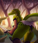alligator alligatorid anthro big_breasts big_butt blush breasts butt clothing clothing_pull consentacles crocodilian female genitals hi_res holding_object holding_weapon implied_transformation looking_back melee_weapon pussy reptile scalie solo swamp sword tanks_(artist) tentacles thick_thighs wardrobe_malfunction weapon wide_hips