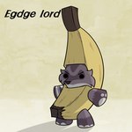 anthro banana banana_costume clothing costume dot_eyes food food_costume fruit fruit_costume fur grey_body grey_fur intentional_typo male plant solo standing konola third-party_edit canid canine canis mammal wolf 1:1 full-length_portrait portrait reaction_image