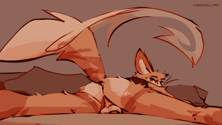 anthro balls biped bottomless bottomless_anthro bottomless_male brown_body brown_fur butt clothed clothing fur genitals lying male male_anthro multicolored_body multicolored_fur on_front rear_view solo tail tail_motion tailwag white_body white_fur lawyerdog cantio_(lawyerdog) canid canine canis coyote mammal 16:9 2026 digital_media_(artwork) hi_res widescreen