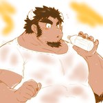 2_horns arm_tuft beard big_pecs blush bottle clothing container elbow_tuft facial_hair horn looking_at_viewer male musclegut muscular muscular_arms pecs shirt sideburns solo topwear tuft water_bottle wet wet_clothing wet_shirt wet_topwear white_clothing white_shirt white_topwear moku_nameko lifewonders tokyo_afterschool_summoners tetsuox_(tas) animal_humanoid bovid bovid_humanoid horned_humanoid humanoid mammal mammal_humanoid 1:1 hi_res