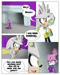 anthro blush breasts clothed clothing dialogue duo female fur gloves grey_body grey_fur half-closed_eyes handwear male narrowed_eyes nude purple_body purple_fur text yellow_eyes sandunky sega sonic_the_hedgehog_(series) blaze_the_cat silver_the_hedgehog domestic_cat eulipotyphlan felid feline felis hedgehog mammal 4:5 absurd_res comic english_text hi_res