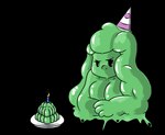 annoyed breasts candle clothing crossed_arms dessert dot_eyes featureless_breasts female fingers fire food gelatin hat headgear headwear looking_away mouthless party_hat plate puddle slime solo str8aura-no-not-that-one jell-o goo_creature humanoid alpha_channel