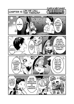 anthro blush blush_lines breasts buckteeth bunny_costume cleavage clothed clothing container costume cup dialogue drinking_glass fake_ears fake_rabbit_ears female floppy_ears furniture glass glass_container glass_cup group harajuku humor kemono male on_sofa sitting sitting_on_sofa sofa speech_bubble table teeth text tray trio teteteko bunnimals sakura-gear lupinus_(bunnimals) xiaoju_(bunnimals) felid lagomorph leporid mammal pantherine rabbit tiger 4koma comic english_text greyscale hi_res monochrome