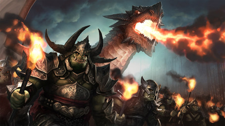 ambiguous_gender armor army cloud feral fire group headgear helmet male torch yellow_eyes jason_chan mythology dragon humanoid mythological_creature mythological_scalie orc scalie 16:9 widescreen