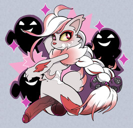 anthro balls big_penis biped braided_hair circumcised erection femboy fur genitals glans grey_body grey_fur hair hand_behind_head huge_penis male male_anthro navel penis red_hair_tips smile solo sparkles urethra vein veiny_penis white_hair twinkletwilight nintendo pokemon generation_8_pokemon hisuian_form hisuian_zoroark pokemon_(species) regional_form_(pokemon) colored digital_media_(artwork) hi_res shaded