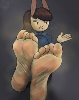 5_toes anthro bangs barefoot bodily_fluids bow_tie breasts brown_body brown_fur clothed clothing crossed_legs feet female foot_fetish foot_focus fur hair humanoid_feet musk musky_feet plantigrade ponytail sitting sitting_on_ground smelly smelly_feet solo sweat sweaty_feet toes wrinkled_feet wrinkles zalbox34 nadia_(zalbox34) lagomorph leporid mammal rabbit 2025