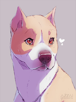 black_nose eyelashes female feral fur grey_background heart_symbol jewelry looking_away necklace necklace_only nude red_eyes simple_background solo tan_body tan_fur white_body white_fur azzai canid canine canis domestic_dog mammal pit_bull 2019 3:4 cel_shading colored digital_drawing_(artwork) digital_media_(artwork) shaded