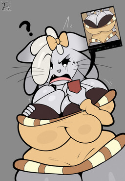 anthro big_breasts big_ears breasts clothed clothing ears_down electronics female holding_object holding_phone huge_breasts open_mouth phone pivoted_ears shocked shortstack simple_background solo thick_thighs tongue fennyfen_1 angel_(fennyfen_1) chinchilla chinchillid mammal rodent absurd_res digital_media_(artwork) hi_res