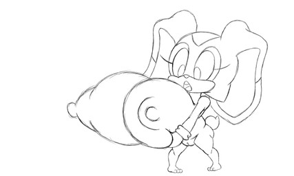 anthro areola big_breasts breasts clothing female genitals gloves hand_on_breast handwear holding_breast huge_breasts hyper hyper_breasts loli nipples open_mouth oppai_loli solo vulva young young_anthro young_female pervymarioman sega sonic_the_hedgehog_(series) cream_the_rabbit lagomorph leporid mammal rabbit 5:3 absurd_res hi_res monochrome