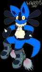 anthro blue_body blue_fur boots clothing flying footwear fur male rocket_boots shoes solo spikes marquis2007 nintendo pokemon rukario71_(character) generation_4_pokemon lucario pokemon_(species) alpha_channel hi_res