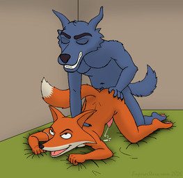 all_fours anal anal_penetration anthro bareback blue_body blue_fur dipstick_tail duo ejaculation eyebrows eyes_closed fur hands-free male male/male markings navel nude nude_anthro nude_male orange_body orange_fur penetration penile penile_penetration penis_in_ass sex tail tail_markings emperorstarscream don't_eat_the_neighbours fox_(don't_eat_the_neighbours) wolf_(don't_eat_the_neighbours) canid canine canis fox mammal wolf