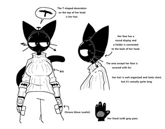anthro big_breasts biped black_body bottomwear breasts clothed clothing female fingers looking_aside looking_at_viewer pawpads side_view simple_background solo speech_bubble standing sweater text topwear sabgong clock_cat_(sabgong) domestic_cat felid feline felis mammal english_text monochrome