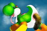 ambiguous_gender animal_genitalia anus butt cloaca feces genitals pooping scatplay solo thecapedmanlloyd mario_bros nintendo green_yoshi yoshi absurd_res hi_res