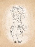 anthro armwear breasts clothing ear_covers featureless_breasts fur hair hooves simple_background solo tail tan_background vrchat_model tsukushi_akihito mokuri_project mammal miminomi line_art official_art sketch