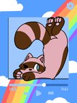 anthro blue_background cloud female mammal music poppy_(skellyroon) procyonid raccoon rainbow simple_background skellyroon solo