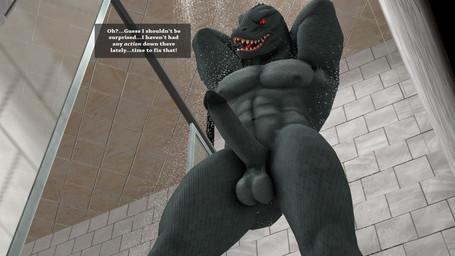 abs anthro balls bathing bathroom biped erection feet genitals glans humanoid_feet humanoid_genitalia humanoid_penis male male_anthro muscular muscular_anthro muscular_male nude nude_anthro nude_male pecs penis plantigrade red_eyes shower shower_room showering solo text meteorsmash okamical_(modeler) epic_games fortnite thunder_(fortnite) komodo_dragon lizard monitor_lizard reptile scalie 16:9 3d_(artwork) 4k absurd_res digital_media_(artwork) english_text hi_res widescreen