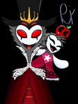 absurd_res alpha_channel anthro avian bird clothed clothing demon duo female helluva_boss hi_res male male/female octavia_(helluva_boss) owl pens plumage red_eyes rik_grape royalty stolas_(helluva_boss)