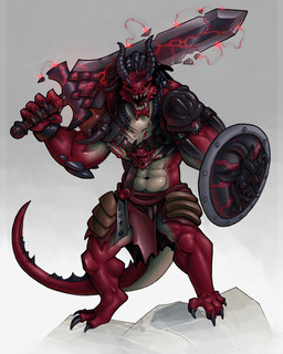2_horns abs anthro biceps big_sword biped black_hair black_sclera bottomwear cheek_spikes claws clothed clothing countershade_scales countershade_torso countershading digitigrade dreadlocks facial_spikes front_view hair holding_melee_weapon holding_object holding_shield holding_sword holding_weapon horn loincloth looking_at_viewer magic male melee_weapon multicolored_body muscular muscular_male muscular_thighs navel red_body red_eyes red_scales scales shield short_hair shoulder_guards simple_background solo spikes spikes_(anatomy) standing sword tan_body tan_scales toe_claws two_tone_body weapon machinewithsoul dungeons_and_dragons hasbro wizards_of_the_coast dragonborn_(dnd) scalie 2026 4:5 absurd_res hi_res