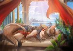 anthro brown_body brown_fur cuddling duo fur lake light light_beam male male/male roman_empire romantic sleeping spooning stampmats canid canine canis domestic_dog fennec_fox fox mammal true_fox hi_res