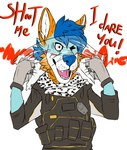 crazed_look male one_eye_closed plastic_wrap solo yelling okytheoky blue_byte_(game_developer) rainbow_six rainbow_six:_siege tom_clancy's_(series) ubisoft blackbeard_(rainbow_six) falcon_woodwere arctic_wolf canid canine canis mammal wolf meme