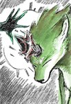 crystal duo ears_back eyes_closed female feral hand_over_head magic male pivoted_ears pull_out straining dragonweirdo nintendo the_legend_of_zelda twilight_princess link_(wolf_form) midna canid canine canis humanoid mammal wolf colored comic hi_res
