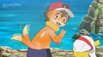 16:9 2023 2_tails ambiguous_gender arm_fins ash's_pikachu ash_ketchum biped bottomwear brown_eyes buizel clothed clothing covering covering_face duo eyebrows feral fin fur generation_1_pokemon generation_4_pokemon hair hat headgear headwear hi_res human_to_feral male male_(lore) mid_transformation multi_tail nintendo on_model on_style open_mouth orange_body orange_fur pants partially_clothed pattern_clothing pattern_shirt pattern_topwear pikachu pokemon pokemon_(species) red_clothing red_hat red_headwear rock screencap screencap_background sea seaside shirt shrinking size_transformation species_transformation standing striped_clothing striped_shirt striped_topwear stripes style_emulation tail topwear transformation water watermark widescreen yellow_body zatedraw