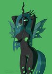 anthro anthrofied areola big_breasts black_body bodily_fluids breasts drooling fangs female genitals green_areola green_background green_nipples green_pussy hair horn long_tongue mature_female nipples pussy saliva simple_background solo tail teal_eyes teal_hair teal_tail teeth tongue wide_hipped_female wide_hips cumcadaver friendship_is_magic hasbro my_little_pony queen_chrysalis_(mlp) arthropod changeling absurd_res hi_res