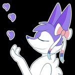 anthro backdrop big_ears blowing_kiss blue_nose bow_ribbon cheek_tuft chest_tuft eyes_closed facial_tuft femboy fur head_tuft heart_symbol male neck_tuft purple_body purple_fur shadow simple_background smile solo telegram_sticker transparent_background tuft white_body white_fur kitsunekotaro nintendo pokemon nino_(nin10dope) braixen canid canine fennec_fox fox generation_6_pokemon hybrid mammal pokemon_(species) shiny_pokemon true_fox 1:1 alpha_channel