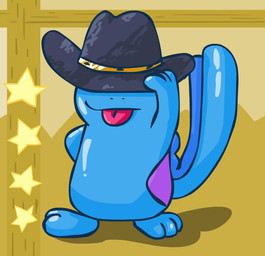 ambiguous_gender blep blue_body blue_skin clothing cowboy_hat feral hat headgear headwear pink_tongue semi-anthro solo standing star_polygon tail tongue tongue_out hidden_mudkip nintendo pokemon generation_2_pokemon pokemon_(species) quagsire 2008 adobe_animate_(artwork) cel_shading digital_drawing_(artwork) digital_media_(artwork) full-length_portrait portrait shaded