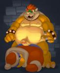 4_fingers anthro beak belly big_belly bodily_fluids butt claws duo erection fangs fingers genital_fluids genitals hair horn hot_dogging male male/male musclegut muscular navel nipples non-mammal_nipples orange_hair overweight penis precum scales sex teeth birdy kirby_(series) mario_bros nintendo bowser king_dedede avian bird koopa penguin scalie hi_res