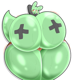 anthro big_breasts biped blush bottomwear breasts clothed clothing eyebrows female front_view green_body green_tail hand_behind_head huge_breasts huge_hips huge_thighs hyper hyper_breasts hyper_hips hyper_thighs monotone_body nipple_tape open_mouth orange_eyes pasties shorts simple_background solo tail tape thick_thighs topwear white_background wide_hips zaclyn goo_creature 2025 absurd_res digital_media_(artwork) hi_res