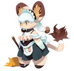 anthro apron braided_hair broom cleaning_tool clothing dress female fur hair holding_broom holding_cleaning_tool holding_object maid_uniform open_mouth short_stack simple_background solo standing tan_body tan_fur thick_thighs uniform white_background white_hair koki felid mammal 2017