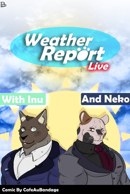 anthro blep brown_body brown_fur clothed clothing cloud collared_shirt dress_shirt duo fur male multicolored_body multicolored_fur necktie shirt suit sun text tongue tongue_out topwear whiskers cafeaubandage domestic_cat felid feline felis mammal artist_name cover cover_art cover_page english_text