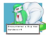 2022 all_fours ass_up belly big_breasts big_butt biped bite biting_lip blue_background blush bottom_heavy breasts butt chest_spike cleavage clothed clothing dialogue dress english_text eyelashes featureless_feet feet female gardevoir generation_3_pokemon glistening_eyelids grass green_hair hair half-closed_eyes hanging_breasts hi_res huge_butt huge_hips huge_thighs humanoid hyper hyper_butt lidded_eyes looking_at_viewer narrowed_eyes nintendo not_furry obese on_grass on_ground overweight overweight_female overweight_humanoid plant plok90 pokemon pokemon_(species) pseudo_clothing pseudo_dress red_eyes seductive simple_background solo species_in_dialogue spikes spikes_(anatomy) teeth text text_box thick_thighs three-quarter_view white_body white_skin wide_hips