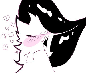 ambiguous_gender anthro black_lips blush duo eyes_closed female female/ambiguous heart_nose heart_symbol kissing_head lips macro simple_background white_background bigsteppies canid canine fella_(aimkid) mammal