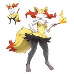 3_toes anthro black_body black_fur breasts featureless_breasts featureless_crotch feet female fur inner_ear_fluff medium_breasts paws reference_image simple_background solo toes tuft white_background white_body white_fur yellow_body yellow_fur telepurte nintendo pokemon braixen canid canine generation_6_pokemon mammal pokemon_(species) 1:1 hi_res official_art